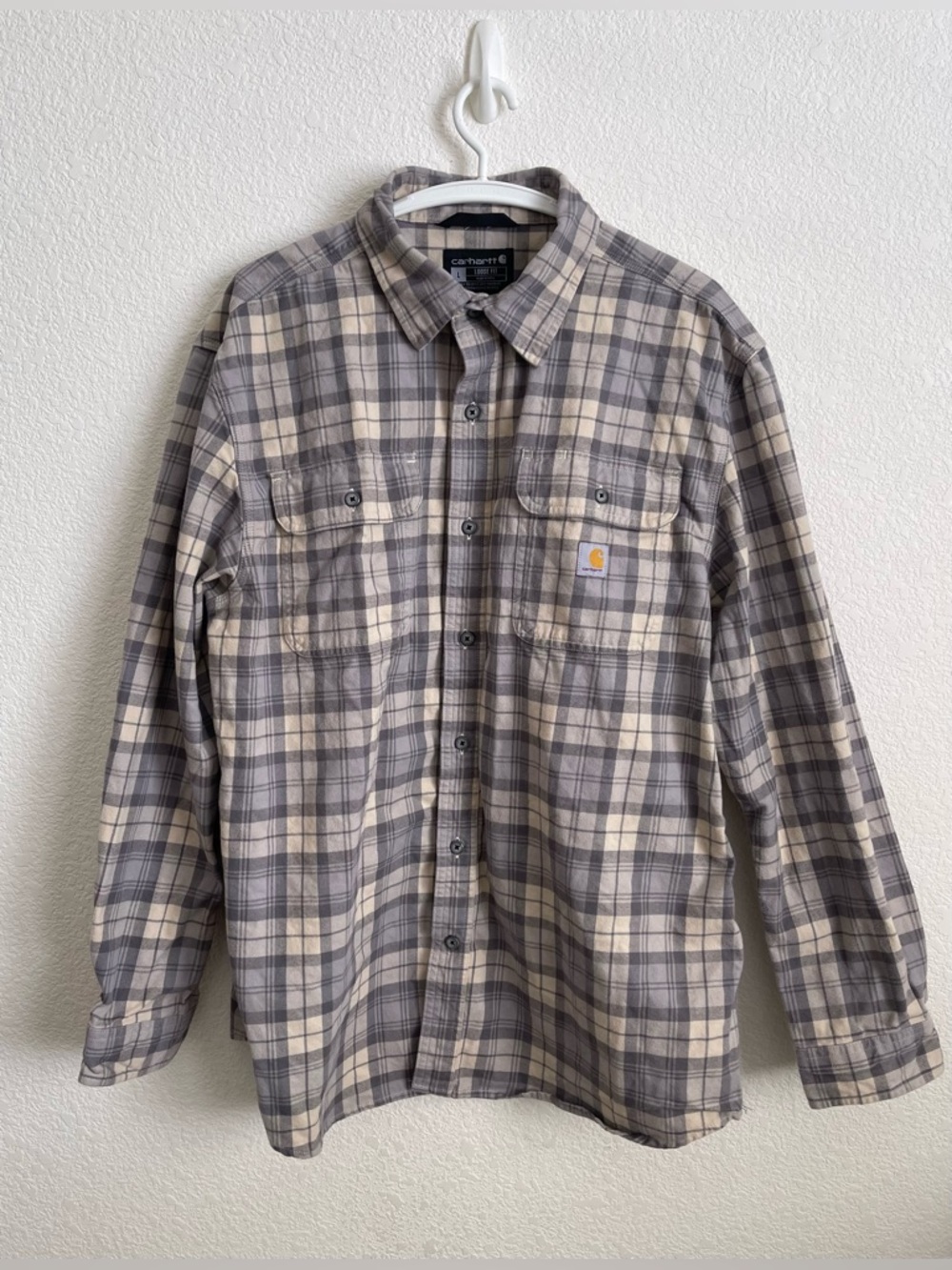 CARHARTT Loose Fit Heavyweight Flannel Long-Sleeve Plaid Shirt Men’s Size L